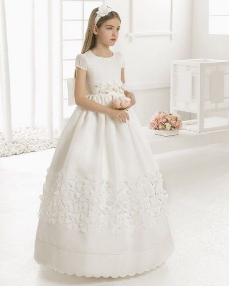 PLWEDDING Fancy kanten bloemenmeisjesjurk voor bruiloft, meisjes, A-lijn, eerste communie, jurken, wit, 10-11 Jaar